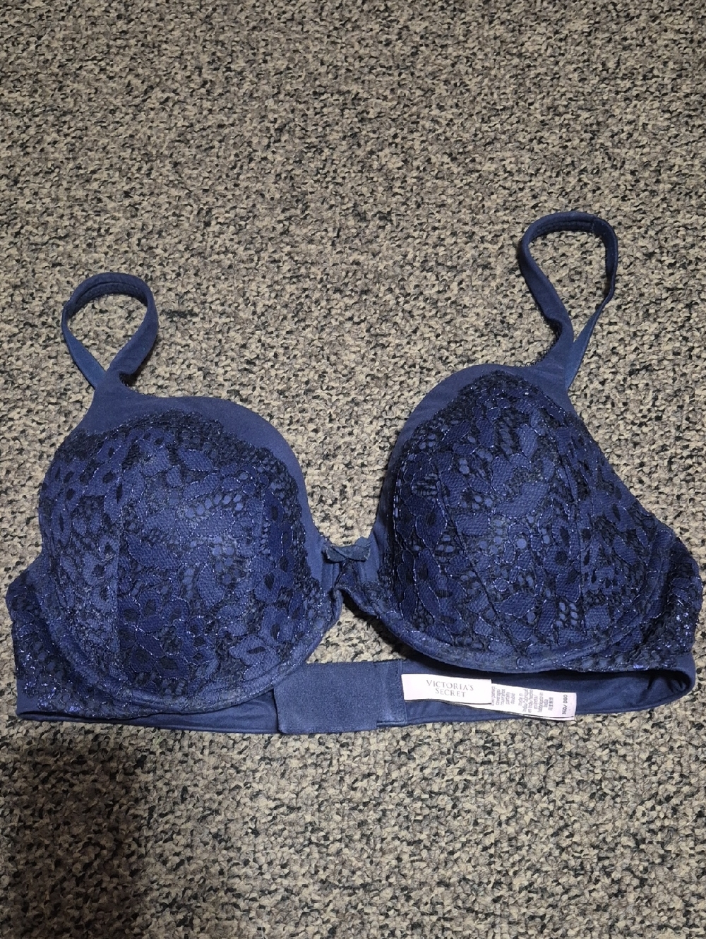 Victoria's Secret Navy Lace Body By Victoria Lined Perfect Coverage Bra